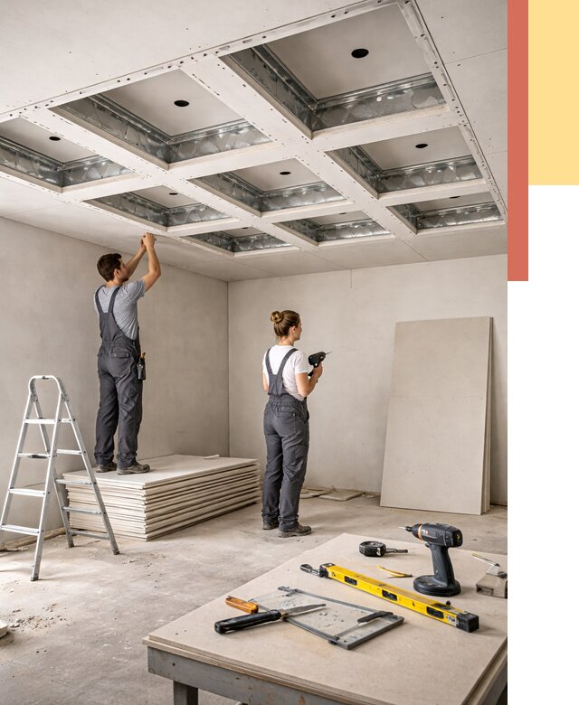 Кессонный потолок из гипсокартона в Балаково от 1883 руб. — монтаж и под ключ | ОТДЕЛОЧНИК-Блк