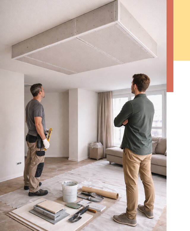 Короб на потолке из гипсокартона в Балаково от 2239 руб. — монтаж и услуги под ключ | ОТДЕЛОЧНИК-Блк