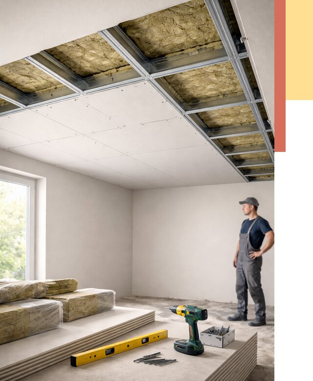 Звукоизоляция потолка ГКЛ в Балаково от 967 руб. — монтаж под ключ | ОТДЕЛОЧНИК-Блк