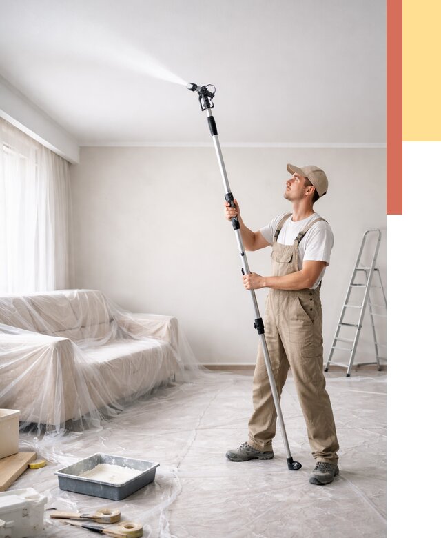 Покраска потолка краскопультом в Балаково от 4580 руб. быстро и недорого | ОТДЕЛОЧНИК-Блк